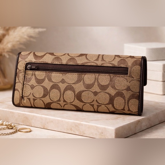 Coach Signature Brown and Tan Wallet - Picture 3 of 11